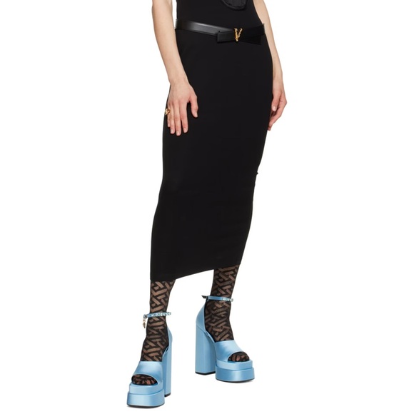 Used Once Versace Blue Medusa Aevitas Platform Heeled Sandals Size 37 - Picture 4 of 16